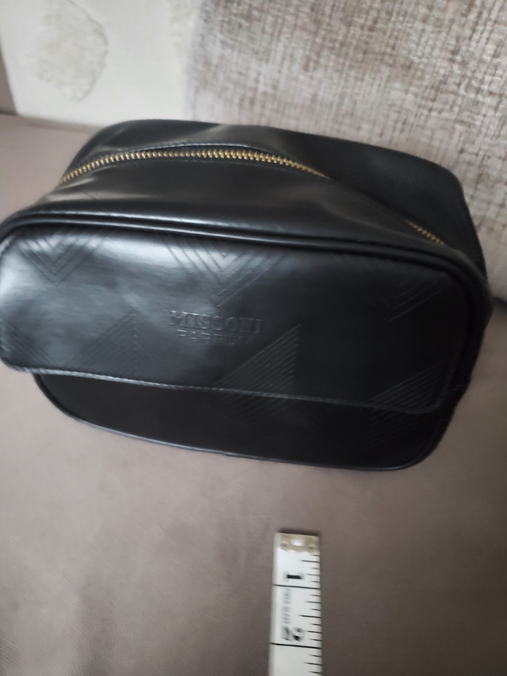 New No Tag Missoni Black Toiletry Bag with Gold Zipper Mens